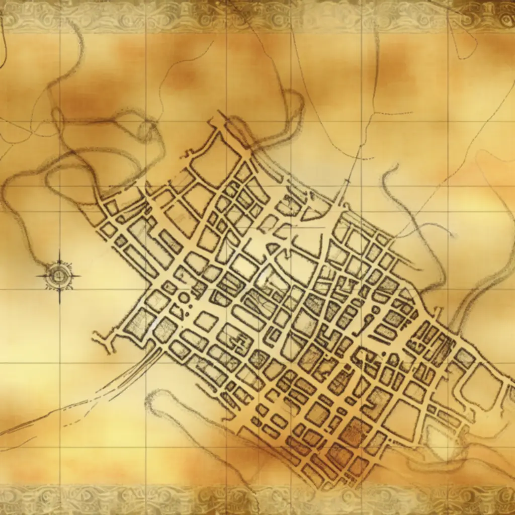 Stylizowana mapa Arkham z zaznaczonymi dzielnicami i punktami rytualnymi.